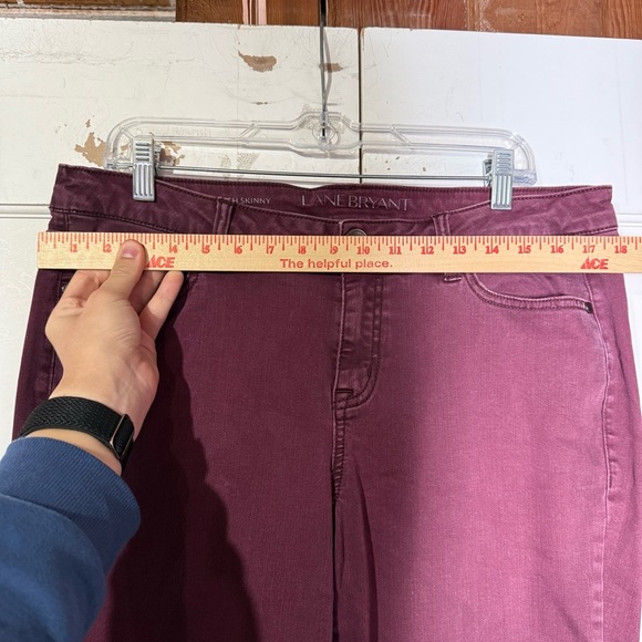 Lane Bryant Mid Rise Super Stretch Skinny Jeans Maroon Wine Purple Size 14 - Picture 4 of 9